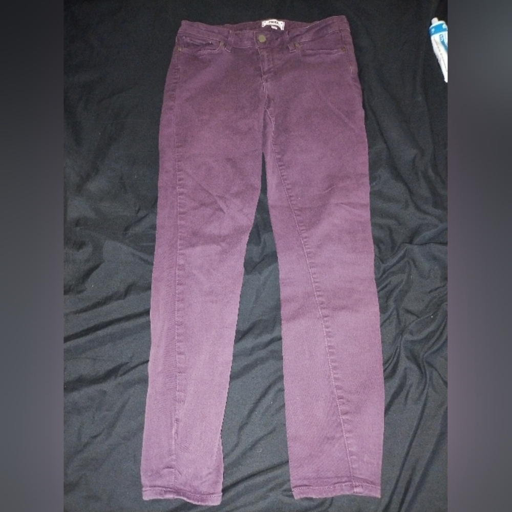 Paige Jeans Size 29 US 8 Zip Button Closure Plum Purple 5 Pocket